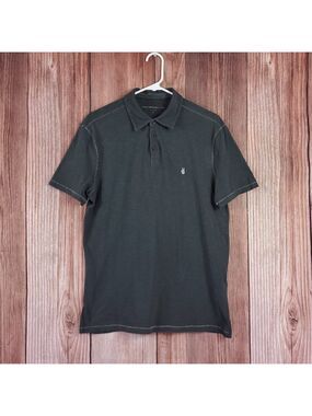 John Varvatos Star USA Mens Size Medium Cotton Short Sleeve Polo Shirt Gray